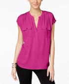 Inc International Concepts Mixed-media Utility Shirt, Only At Macy's