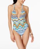 Bar Iii Tulum Tie-dyed Macrame Racerback Swimsuit, Only At Macy's Women's Swimsuit