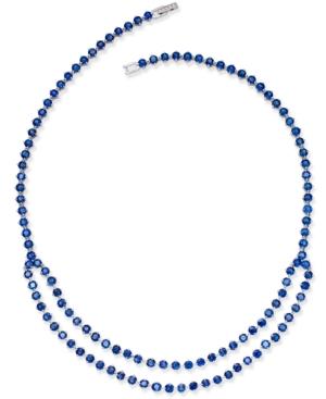 Sapphire (49-9/10 Ct. T.w.) & White Sapphire Accent Collar Necklace In Sterling Silver