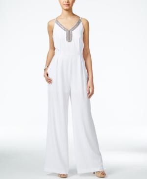 Xoxo Juniors' Embellished-neckline Wide-leg Jumpsuit