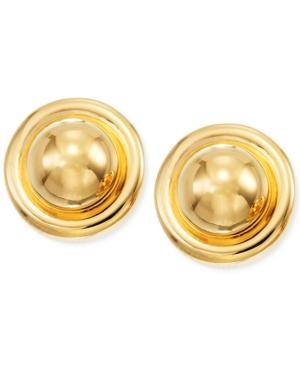 Signature Gold Button Stud Earrings In 14k Gold