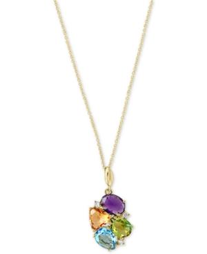 Effy Multi-gemstone (4-1/4 Ct. T.w.) & Diamond Accent 18 Pendant Necklace In 14k Gold