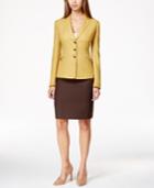 Tahari Asl Herringbone Colorblocked Skirt Suit