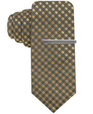 Alfani Red Tie, Liya Gingham With Tie Bar