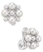 Charter Club Silver-tone Pink Imitation Pearl Cluster Clip-on Earrings, Only At Macy's