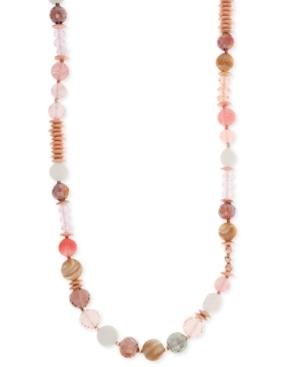 Lonna & Lilly Rose Gold-tone Long Pink Beaded Necklace