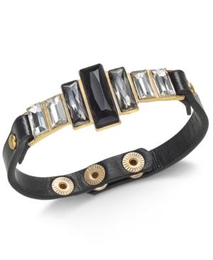 Thalia Sodi Gold-tone Crystal & Faux Leather Snap Bracelet, Created For Macy's