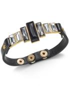 Thalia Sodi Gold-tone Crystal & Faux Leather Snap Bracelet, Created For Macy's