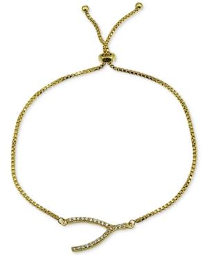 Giani Bernini Cubic Zirconia Wishbone Adjustable Slider Bracelet In 18k Gold-plated Sterling Silver, Only At Macy's