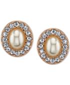 2028 Rose Gold-tone Pave Imitation Pearl Stud Earrings, A Macy's Exclusive Style