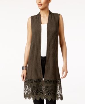 August Silk Lace-hem Sweater Vest
