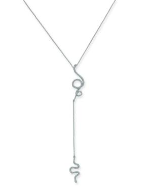I.n.c. Woman Silver-tone Pave Snake Lariat Necklace, 26 + 3 Extender, Created For Macy's