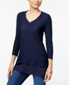 Two By Vince Camuto V-neck Layered-look Top