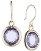 Anne Klein Gold-tone Purple Crystal Drop Earrings