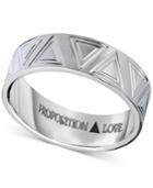 Proposition Love Men's Triangle-accent Wedding Band In 14k White Gold