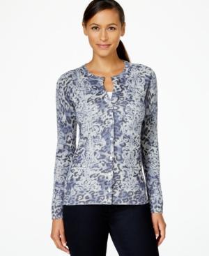 Charter Club Mixed-print Cardigan, Only At Macy's