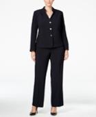 Tahari Asl Plus Size Three-button Bi-stretch Pantsuit
