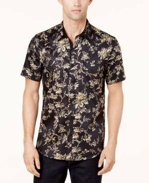 Guess Men's Knights Floral-print Stretch Shirt
