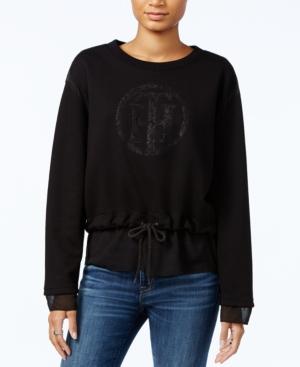 Tommy Hilfiger Mixed-media Drawstring-hem Sweater, Only At Macy's