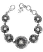 Lucky Brand Silver-tone Imitation Pearl Star Disc Link Bracelet