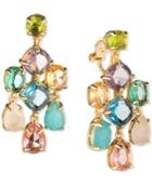 Carolee Gold-tone Multi-crystal Clip-on Chandelier Earrings