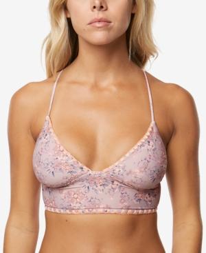O'neill Calvin Floral-print Cross-back Bralette Bikini Top Women's Swimsuit