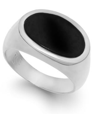 Men's Onyx Oval Ring In Sterling Silver (3-1/3 Ct. T.w.)