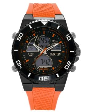 Kenneth Cole Reaction Men's Analog-digital Chronograph Orange Silicone Strap Watch 46mm