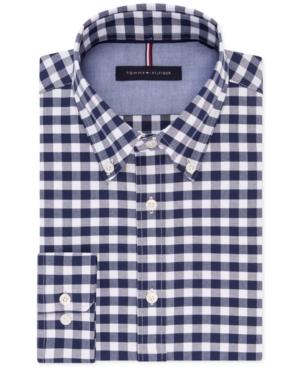 Tommy Hilfiger Men's Slim-fit Non-iron Navy Gingham Dress Shirt