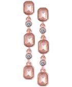 T Tahari Rose Gold-tone Pink And Clear Crystal Drop Earrings