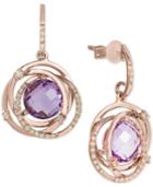 Final Call By Effy Pink Amethyst (3-1/2 Ct. T.w.) & Diamond (1/4 Ct. T.w.) Drop Earrings In 14k Rose Gold