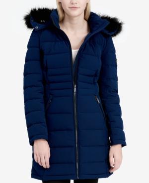 Calvin Klein Faux-fur-trim Stretch Down Coat