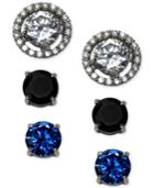 B. Brilliant Cubic Zirconia Earring Set With Interchangeable Jacket In Sterling Silver
