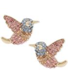 Betsey Johnson Gold-tone Multi-crystal Bird Stud Earrings