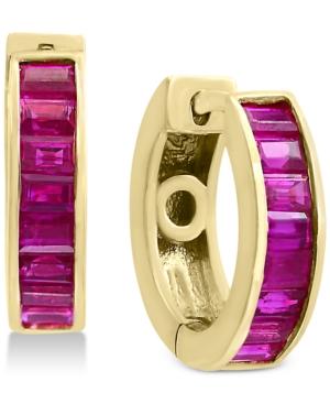 Final Call By Effy Ruby Baguette Hoop Earrings (1-1/2 Ct. T.w.) In 14k Gold