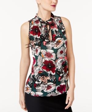 Trina Turk Silk Tie-neck Blouse