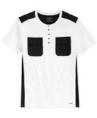 Guess Men's Black & White Henley T-shirt