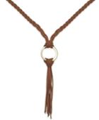 Inc International Concepts Gold-tone Brown Braided Faux-suede Tassel Long Length Necklace, Only At Macy's