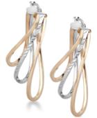 Two-tone Layered Hoop Earrings In 14k Gold & White Gold