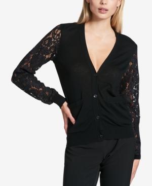 Dkny Lace-sleeve Cardigan