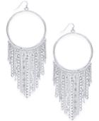 Thalia Sodi Extra Large Silver-tone Chain Fringe Drop Hoop Earrings, 5, Created For Macy's
