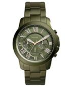 Fossil Men's Chronograph Grant Olive Green Stainless Steel Bracelet Watch 44mm