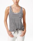 Pretty Rebellious Juniors' Striped Tie-front Tank Top