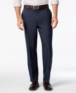 Alfani Men's Textured Navy Flat-front Pants
