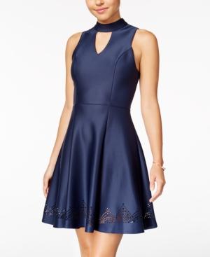 Sequin Hearts Juniors' Choker Fit & Flare Dress