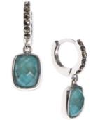 Judith Jack Silver-tone Stone And Black Crystal Drop Earrings