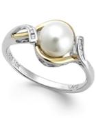 Cultured Freshwater Pearl (7mm) And Diamond Accent Ring In Sterling Silver And 10k Gold