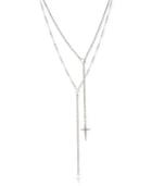 Lucky Brand Silver-tone Double Cross Necklace