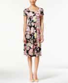 Ny Collection Petite Pleated Floral-print Sheath Dress