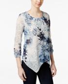 Style & Co. Handkerchief-hem Printed Blouse, Only At Macy's